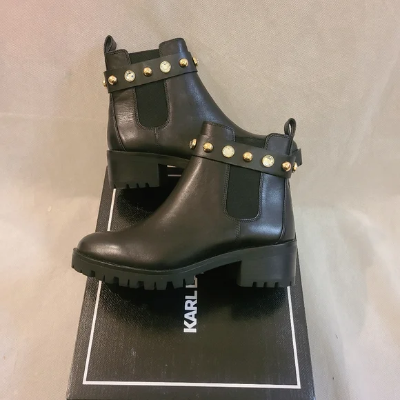 Karl Lagerfeld Paris Women’s Porshay Lug Sole Bootie in Black Sz 8.5 & 9 - Picture 4 of 9